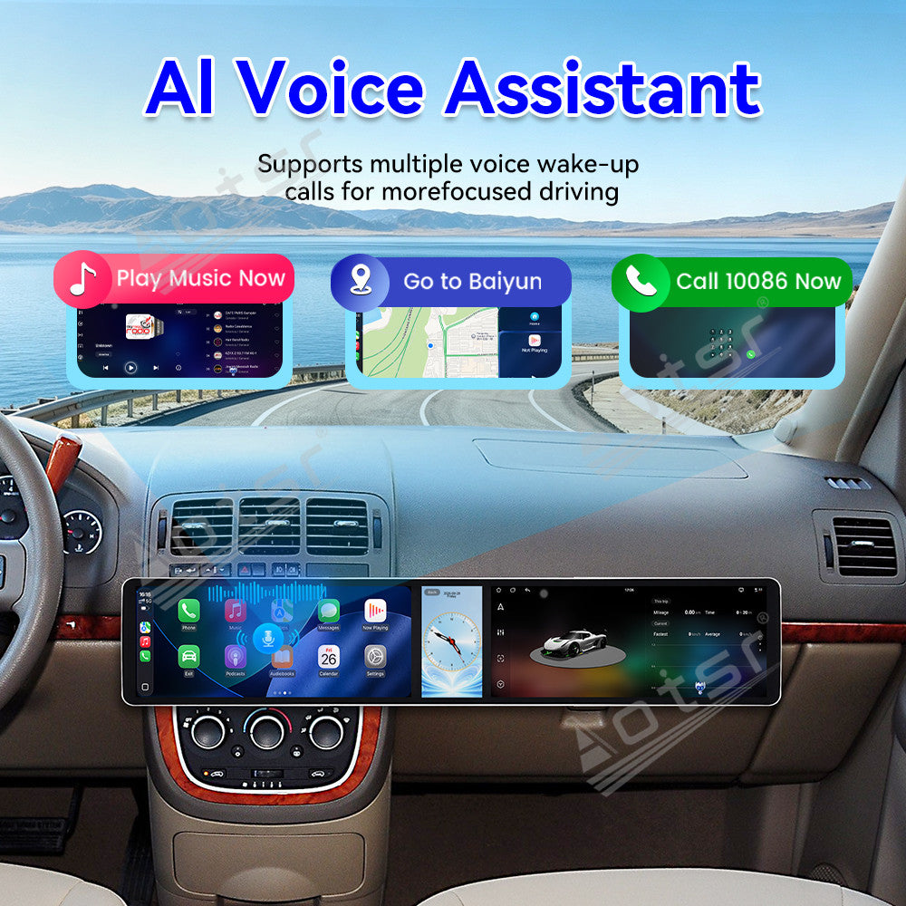 Aotsr Dual 12.3 inch Car Radio for Buick GL8 2005-2012 with 7870 Octa Core Chip Ultra HD 2400*900 Touch Screen Wireless CarPlay Bluetooth 5.0 GPS Navigation 4G Network OEM Upgrade Multimedia System
