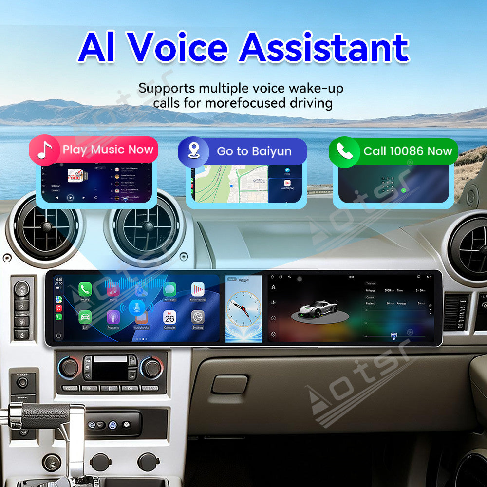 Aotsr Dual 12.3 inch Car Radio For Hummer H2 2002-2007 with 7870 Octa Core Chip Ultra HD 2400*900 Touch Screen Wireless CarPlay Bluetooth 5.0 GPS Navigation