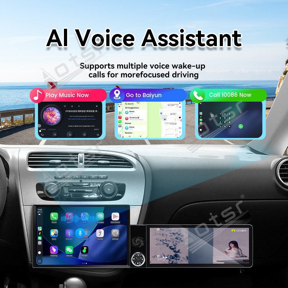 Aotsr Dual Screen 13.1 inch+12.3 inch Android 15 Carplay Car Radio for Seat Leon 2005-2012 Car GPS Navigation Multimedia