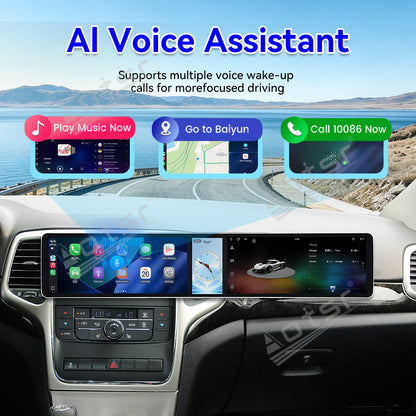 Aotsr Dual 12.3 inch Car Radio For Jeep Grand Cherokee 2008-2012 with 7870 Octa Core Chip Ultra HD 2400*900 Touch Screen Wireless CarPlay Bluetooth 5.0 GPS Navigation
