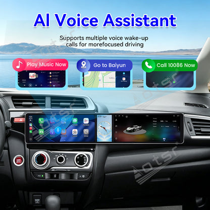 Aotsr Dual 12.3 inch Car Radio for Honda Jazz 2013-2015 with 7870 Octa Core Chip, Ultra HD 2400*900 Touch Screen, Wireless CarPlay, Bluetooth 5.0, GPS Navigation, 4G Network, OEM Upgrade Multimedia System