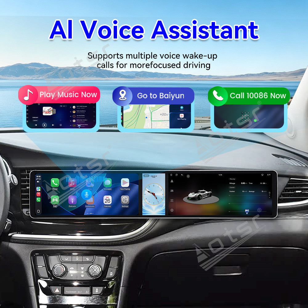 Aotsr Dual 12.3 inch Car Radio for Buick Encore 2016-2018 with 7870 Octa Core Chip Ultra HD 2400*900 Touch Screen Wireless CarPlay Bluetooth 5.0 GPS Navigation 4G Network OEM Upgrade Multimedia System