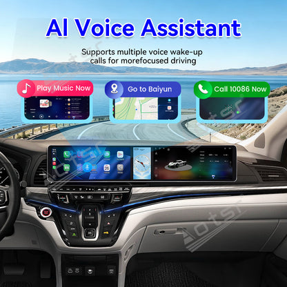 Aotsr Dual 12.3 inch Car Radio for Honda Odyssey 2020-2026 with 7870 Octa Core Chip, Ultra HD 2400*900 Touch Screen, Wireless CarPlay, Bluetooth 5.0, GPS Navigation, 4G Network, OEM Upgrade Multimedia System