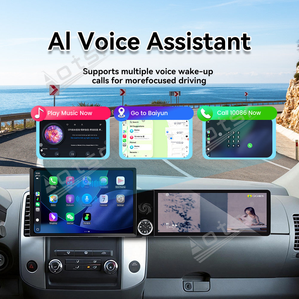 Aotsr Dual Screen 13.1 inch+12.3 inch Android 15 Carplay Car Radio for Nissan Frontier/Xterra 2009-2012 Car GPS Navigation Multimedia
