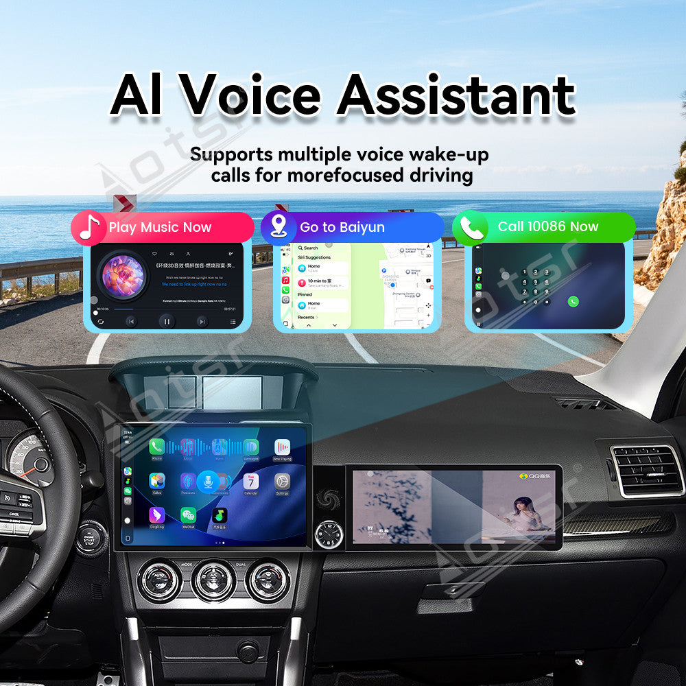 Aotsr Dual Screen 13.1 inch+12.3 inch Android 15 Carplay Car Radio for Subaru Forester 2012-2015 Car GPS Navigation Multimedia