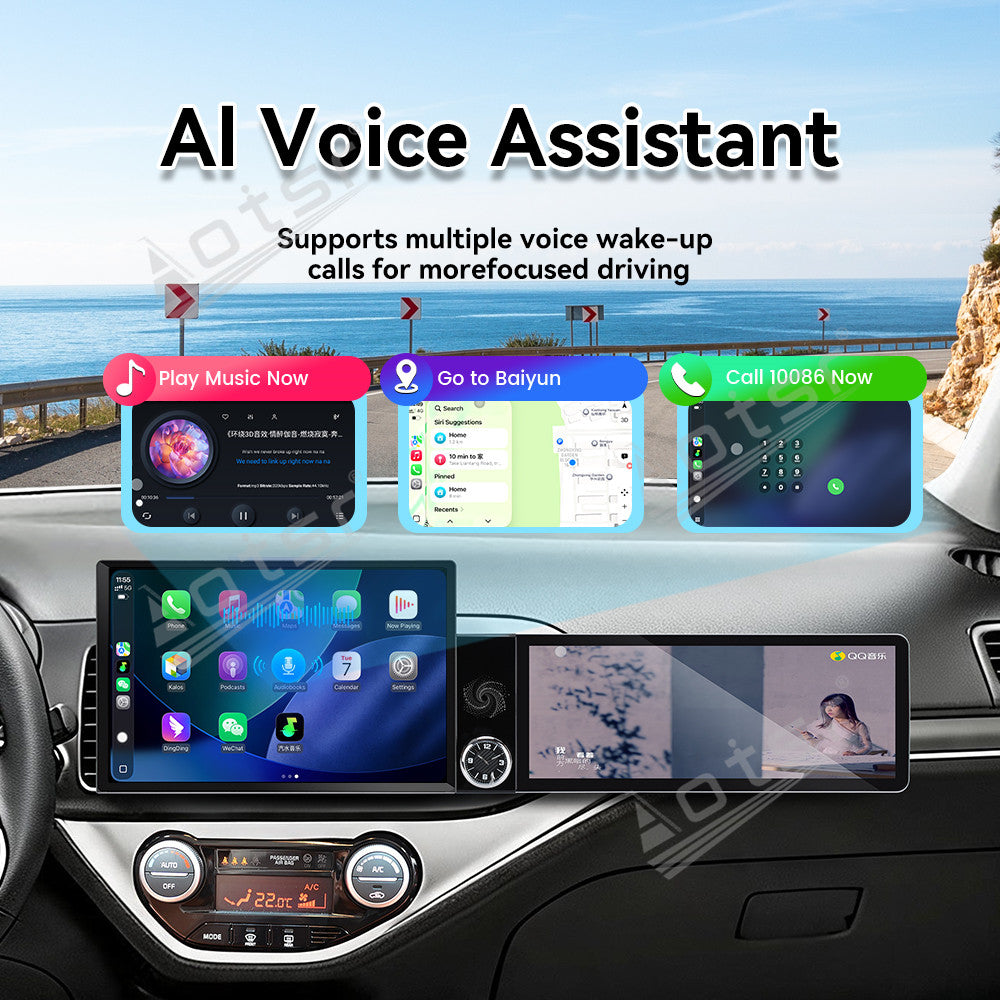 Aotsr Dual Screen 13.1 inch+12.3 inch Android 15 Carplay Car Radio for KIA Picanto 2011-2017 Car GPS Navigation Multimedia