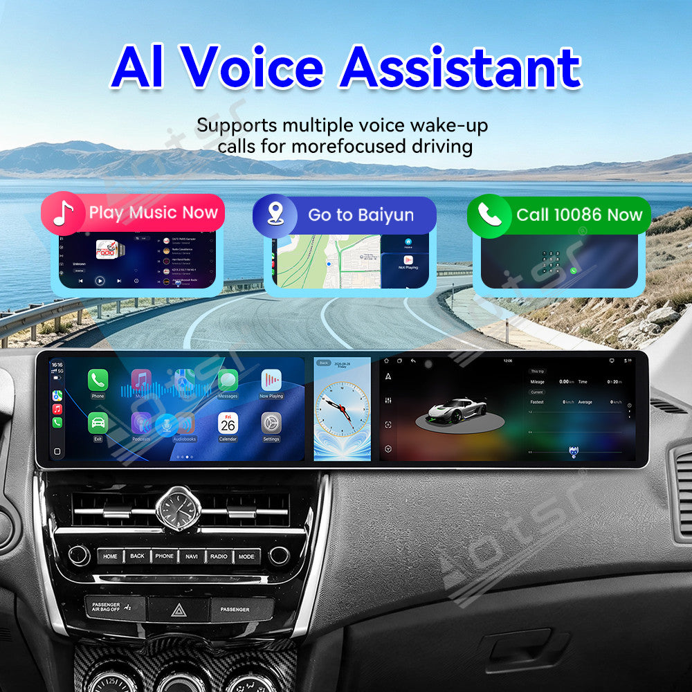 Aotsr Dual 12.3 inch Car Radio for Peugeot 4008 2013-2020 with 7870 Octa Core Chip Ultra HD 2400*900 Touch Screen Wireless CarPlay Bluetooth 5.0 GPS Navigation 4G Network OEM Upgrade Multimedia System