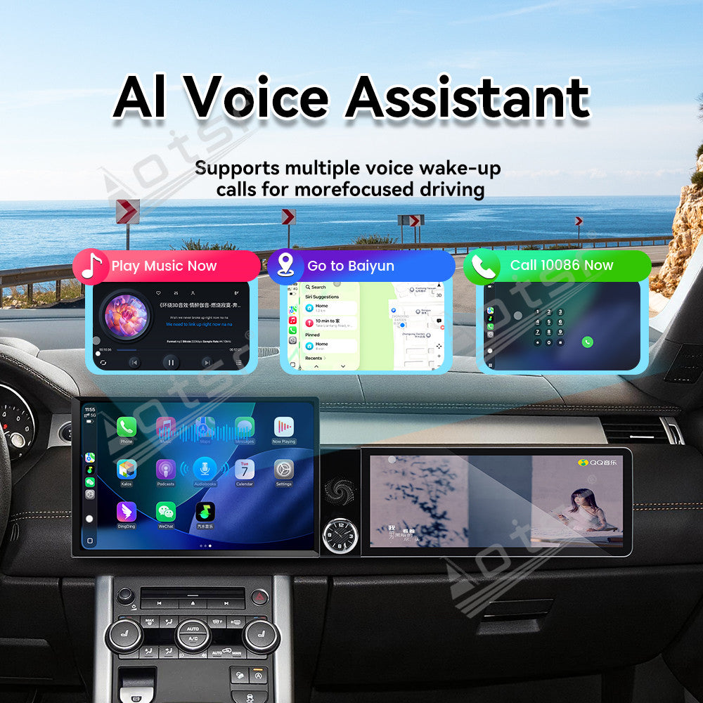 Aotsr Dual Screen 13.1 inch+12.3 inch Android 15 Carplay Car Radio for Land Rover Range Rover Evoque 2016-2018 Car GPS Navigation Multimedia