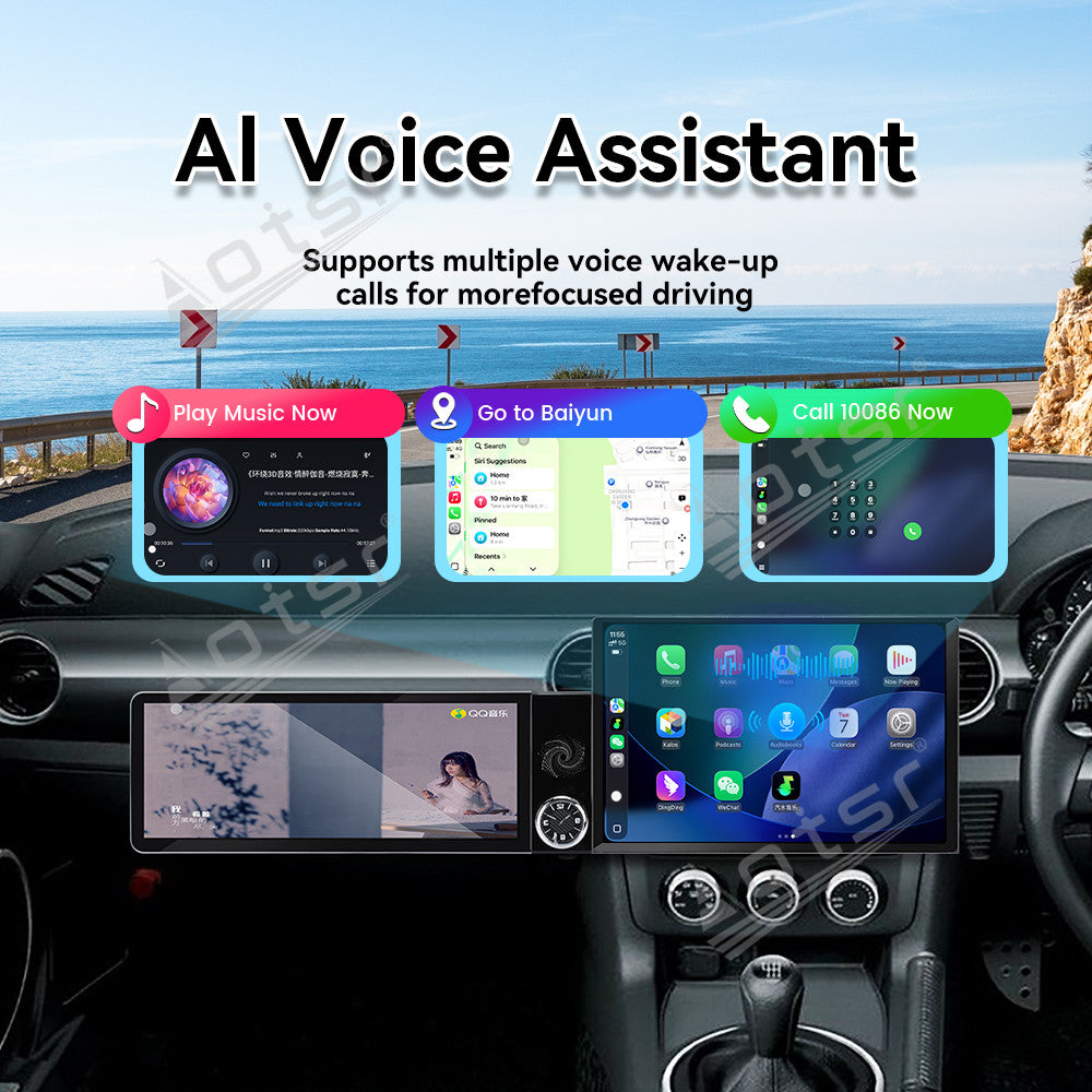 Aotsr Dual Screen 13.1 inch+12.3 inch Android 15 Carplay Car Radio for Mazda MX5 2005-2015 Car GPS Navigation Multimedia