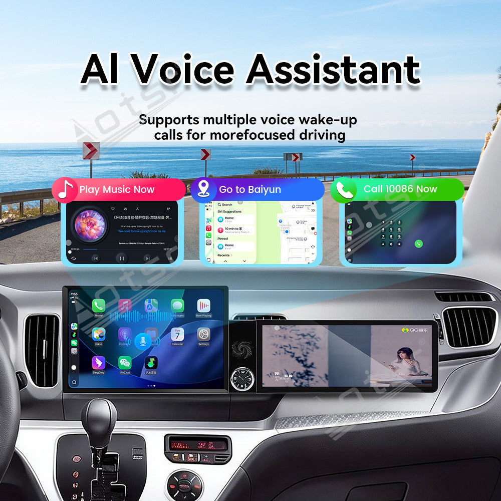 Aotsr Dual Screen 13.1 inch+12.3 inch Android 15 Carplay Car Radio for KIA Ray 2011-2017 Car GPS Navigation Multimedia