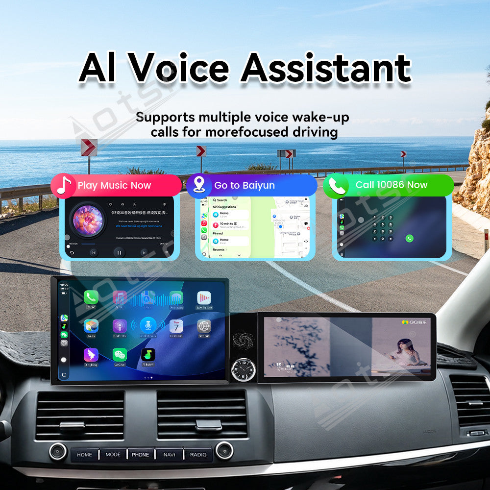 Aotsr Dual Screen 13.1 inch+12.3 inch Android 15 Carplay Car Radio for Mitsubishi Lancer EX 2010-2017 Car GPS Navigation Multimedia