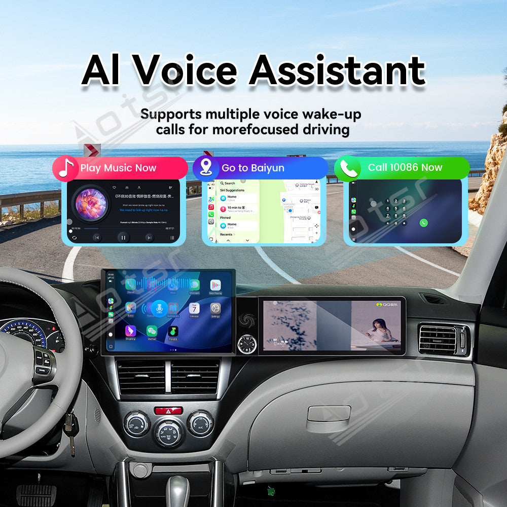 Aotsr Dual Screen 13.1 inch+12.3 inch Android 15 Carplay Car Radio for Subaru Forester 2008-2012 Car GPS Navigation Multimedia