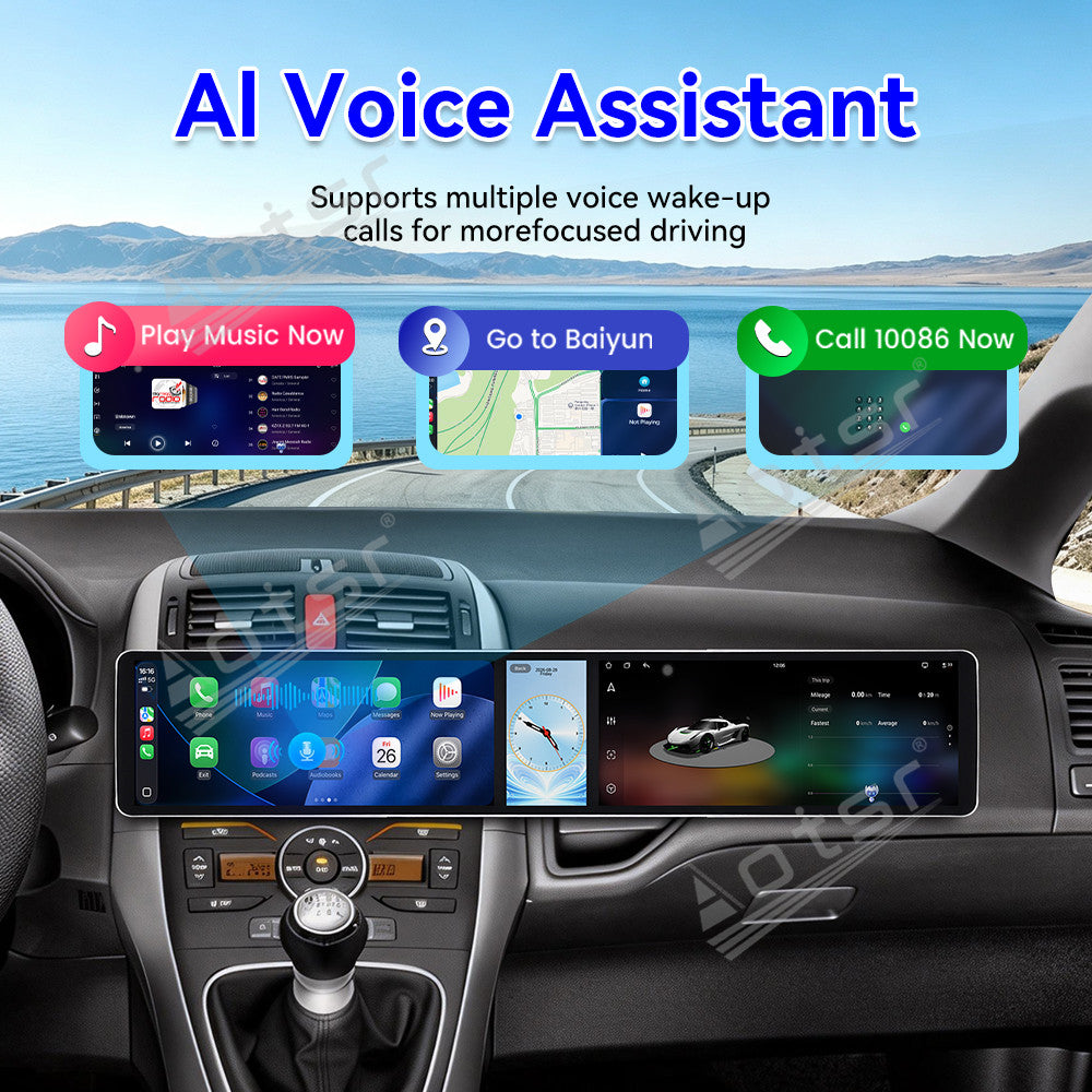Aotsr Dual 12.3 inch Car Radio for Toyota Auris 2006-2011 with 7870 Octa Core Chip Ultra HD 2400*900 Touch Screen Wireless CarPlay Bluetooth 5.0 GPS Navigation