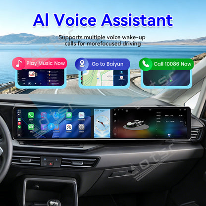 Aotsr Dual 12.3 inch Car Radio for Volkswagen Caddy 2019-2024 with 7870 Octa Core Chip Ultra HD 2400*900 Touch Screen Wireless CarPlay Bluetooth 5.0 GPS Navigation 4G Network OEM Upgrade Multimedia System