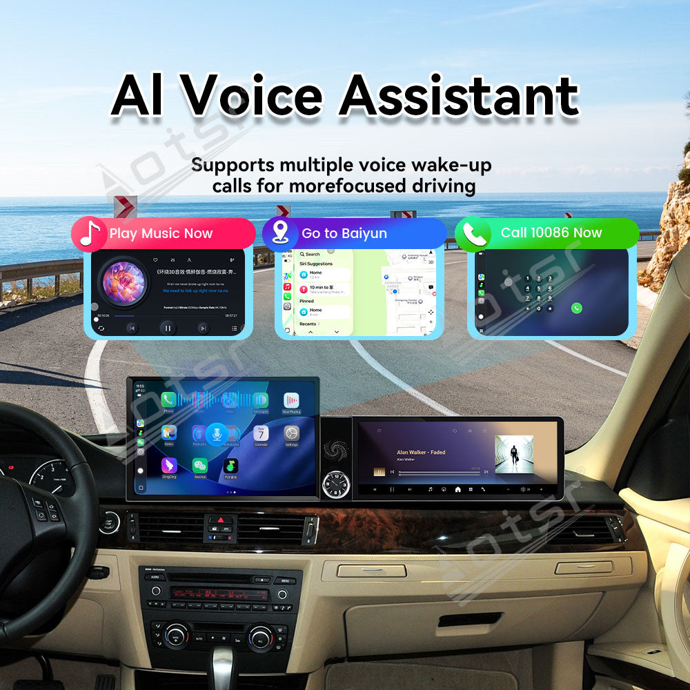 Aotsr Dual Screen 13.1 inch+12.3 inch Android 15 Carplay Car Radio for BMW 3 Series E90 E91 E92 E93 2005-2012 Car GPS Navigation Multimedia