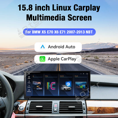 Aotsr 15.8 inch Linux Carplay Screen for BMW X5 E70/X6 E71 2007-2013 NBT IPS Touch Stereo Unit Multi Storage 4G DSP BT5.0 GPS
