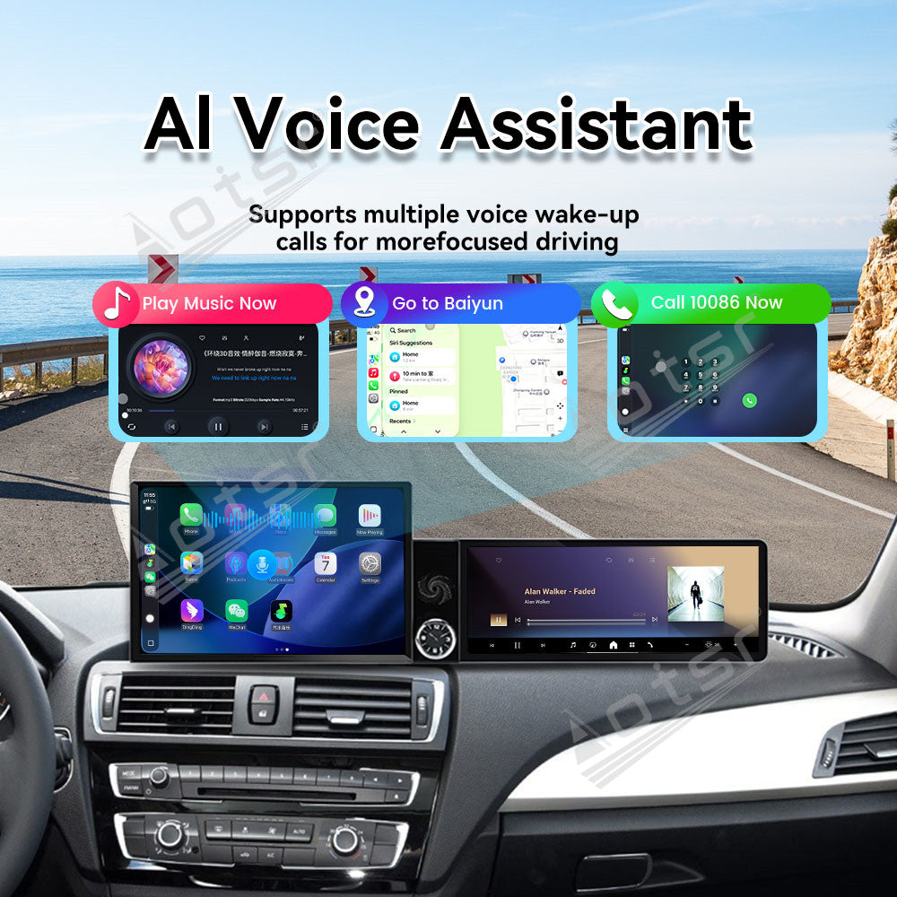 Aotsr Dual Screen 13.1 inch+12.3 inch Android 15 Carplay Car Radio for BMW 1 Series 2013-2017 Car GPS Navigation Multimedia