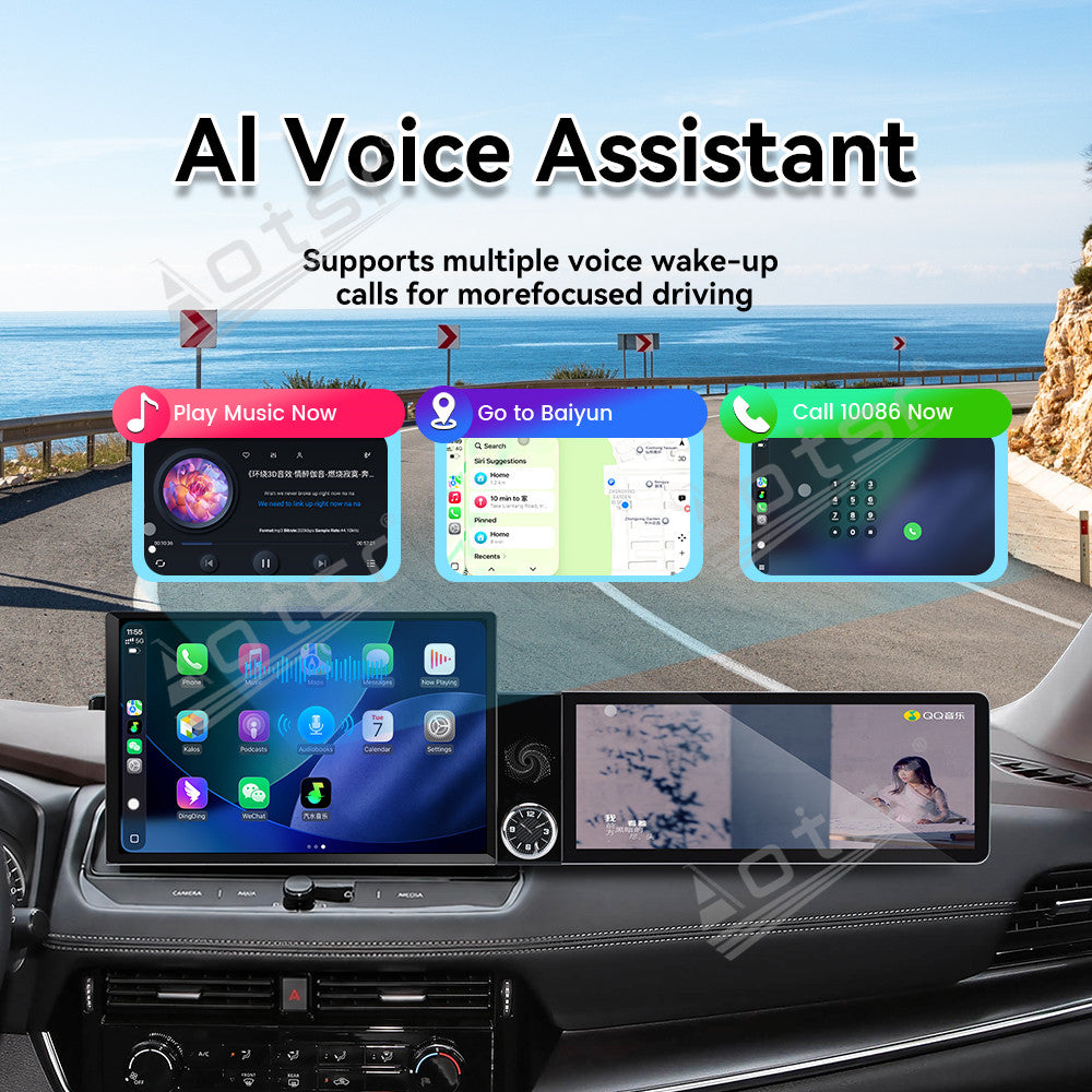 Aotsr Dual Screen 13.1 inch+12.3 inch Android 15 Carplay Car Radio for Nissan X-Trail 2021-2026 Car GPS Navigation Multimedia