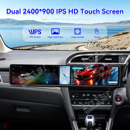 Aotsr Dual 12.3 inch Car Radio for Honda Shuttle 2015-2020 with 7870 Octa Core Chip, Ultra HD 2400*900 Touch Screen, Wireless CarPlay, Bluetooth 5.0, GPS Navigation, 4G Network, OEM Upgrade Multimedia System