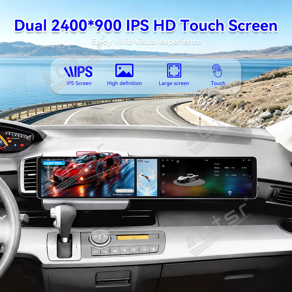 Aotsr Dual 12.3 inch Car Radio for Honda Freed 2008-2013 with 7870 Octa Core Chip, Ultra HD 2400*900 Touch Screen, Wireless CarPlay, Bluetooth 5.0, GPS Navigation, 4G Network, OEM Upgrade Multimedia System