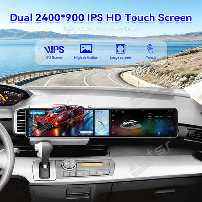 Aotsr Dual 12.3 inch Car Radio for Honda Freed 2008-2013 with 7870 Octa Core Chip, Ultra HD 2400*900 Touch Screen, Wireless CarPlay, Bluetooth 5.0, GPS Navigation, 4G Network, OEM Upgrade Multimedia System