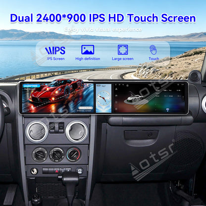 Aotsr Dual 12.3 inch Car Radio For Jeep Wrangler 2008-2010 with 7870 Octa Core Chip Ultra HD 2400*900 Touch Screen Wireless CarPlay Bluetooth 5.0 GPS Navigation