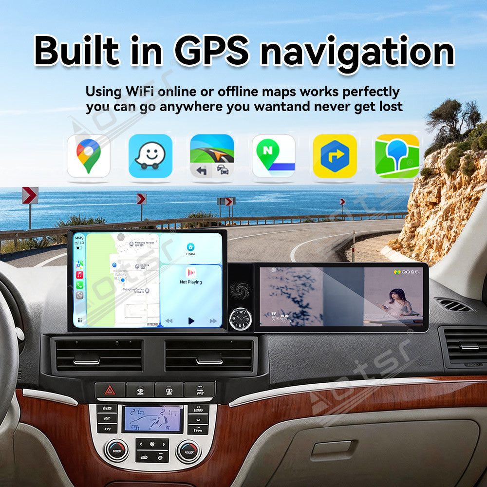 Aotsr Dual Screen 13.1 inch+12.3 inch Android 15 Carplay Car Radio for Hyundai Santa Fe 2006-2012 Car GPS Navigation Multimedia