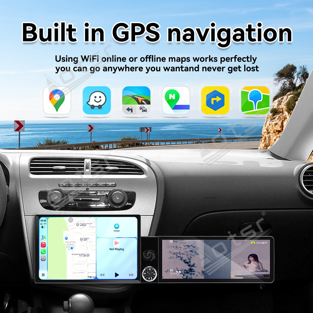 Aotsr Dual Screen 13.1 inch+12.3 inch Android 15 Carplay Car Radio for Seat Leon 2005-2012 Car GPS Navigation Multimedia