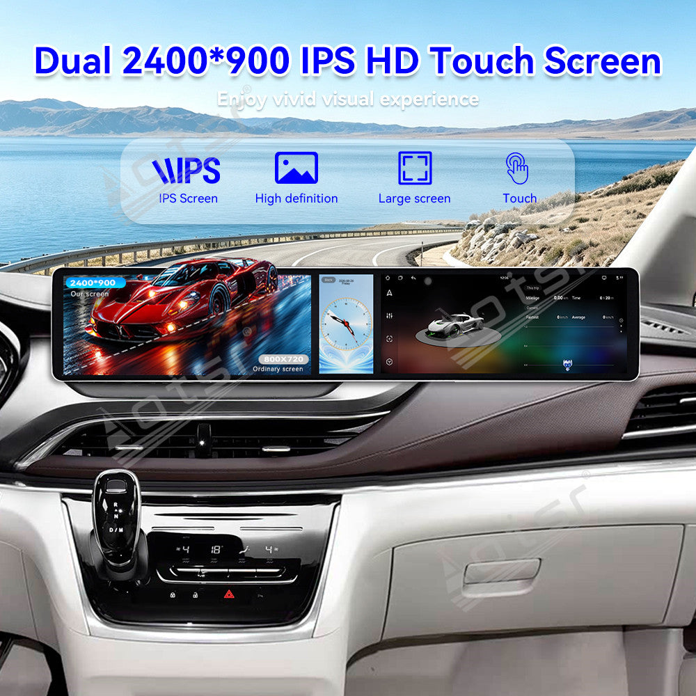 Aotsr Dual 12.3 inch Car Radio for Buick GL8 2020-2022 with 7870 Octa Core Chip Ultra HD 2400*900 Touch Screen Wireless CarPlay Bluetooth 5.0 GPS Navigation 4G Network OEM Upgrade Multimedia System