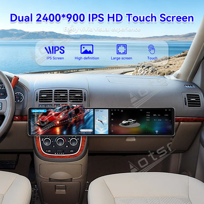 Aotsr Dual 12.3 inch Car Radio for Buick GL8 2005-2012 with 7870 Octa Core Chip Ultra HD 2400*900 Touch Screen Wireless CarPlay Bluetooth 5.0 GPS Navigation 4G Network OEM Upgrade Multimedia System