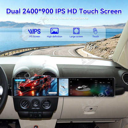 Aotsr Dual 12.3 inch Car Radio for Volkswagen Beetle 2003-2010 with 7870 Octa Core Chip Ultra HD 2400*900 Touch Screen Wireless CarPlay Bluetooth 5.0 GPS Navigation 4G Network OEM Upgrade Multimedia System