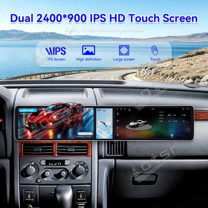 Aotsr Dual 12.3 inch Car Radio For Jeep 2/Grand Cherokee 1998-2005 with 7870 Octa Core Chip Ultra HD 2400*900 Touch Screen Wireless CarPlay Bluetooth 5.0 GPS Navigation