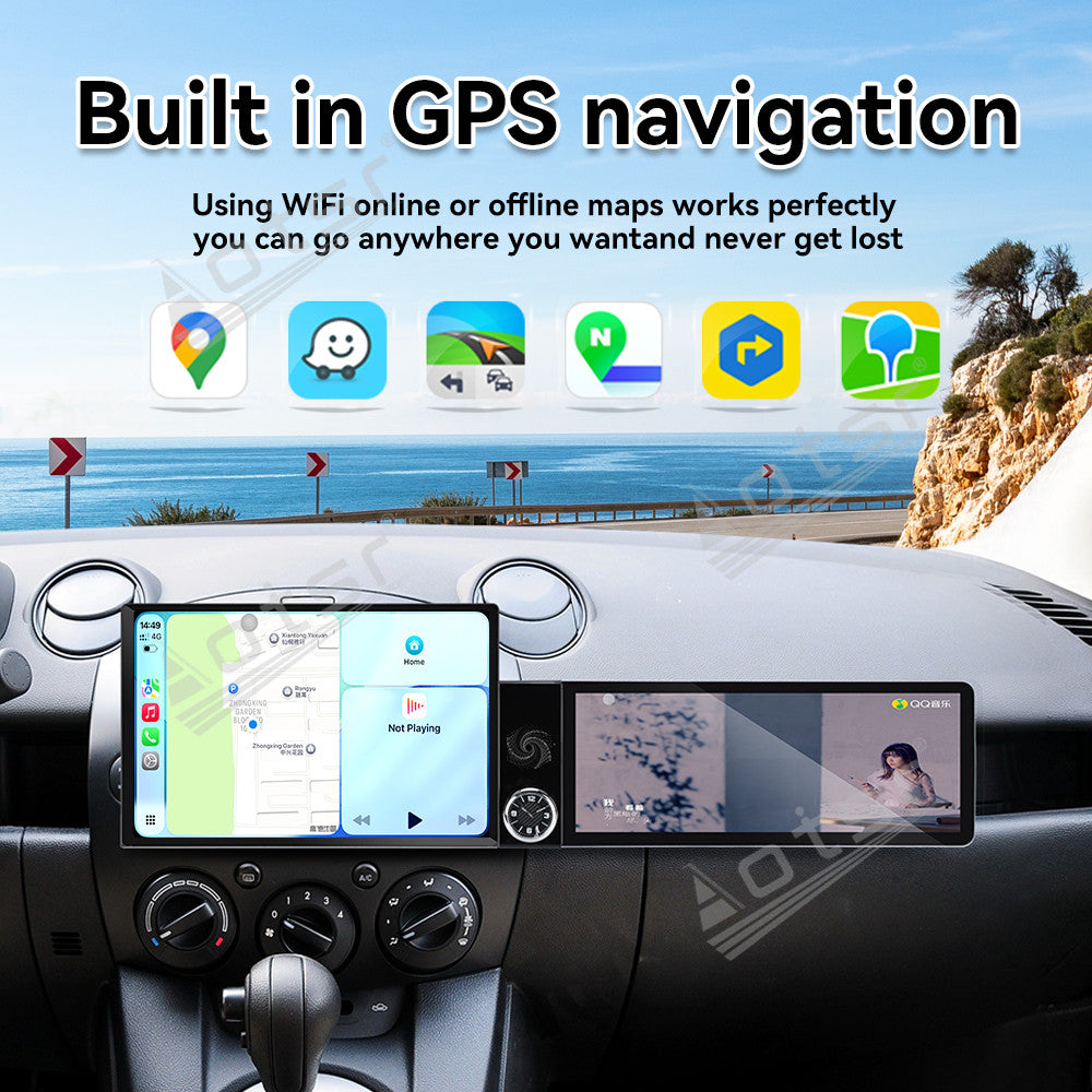 Aotsr Dual Screen 13.1 inch+12.3 inch Android 15 Carplay Car Radio for Mazda 2 2007-2014 Car GPS Navigation Multimedia