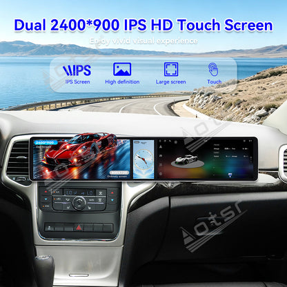 Aotsr Dual 12.3 inch Car Radio For Jeep Grand Cherokee 2008-2012 with 7870 Octa Core Chip Ultra HD 2400*900 Touch Screen Wireless CarPlay Bluetooth 5.0 GPS Navigation