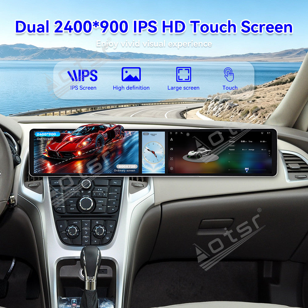 Aotsr Dual 12.3 inch Car Radio for Buick EXCELLE/ASTR 2010-2014 with 7870 Octa Core Chip Ultra HD 2400*900 Touch Screen Wireless CarPlay Bluetooth 5.0 GPS Navigation 4G Network OEM Upgrade Multimedia System