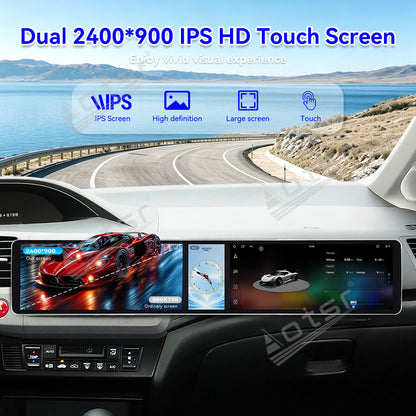 Aotsr Dual 12.3 inch Car Radio for Honda Civic 2012-2015 with 7870 Octa Core Chip Ultra HD 2400*900 Touch Screen Wireless CarPlay Bluetooth 5.0 GPS Navigation 4G Network OEM Upgrade Multimedia System