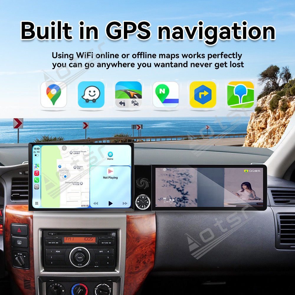 Aotsr Dual Screen 13.1 inch+12.3 inch Android 15 Carplay Car Radio for Nissan Safari Y61 2004-2012 Car GPS Navigation Multimedia