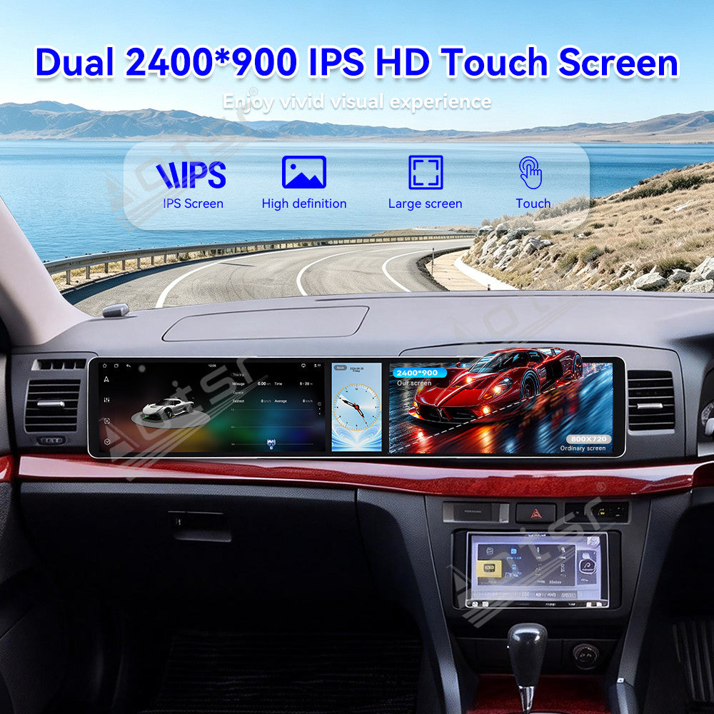 Aotsr Dual 12.3 inch Car Radio for Toyota Mark2 2000-2004 with 7870 Octa Core Chip Ultra HD 2400*900 Touch Screen Wireless CarPlay Bluetooth 5.0 GPS Navigation