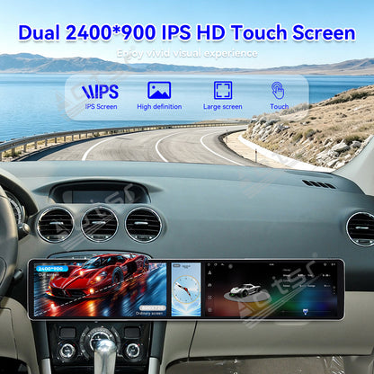 Aotsr Dual 12.3 inch Car Radio for Peugeot 408 2010-2013 with 7870 Octa Core Chip Ultra HD 2400*900 Touch Screen Wireless CarPlay Bluetooth 5.0 GPS Navigation 4G Network OEM Upgrade Multimedia System