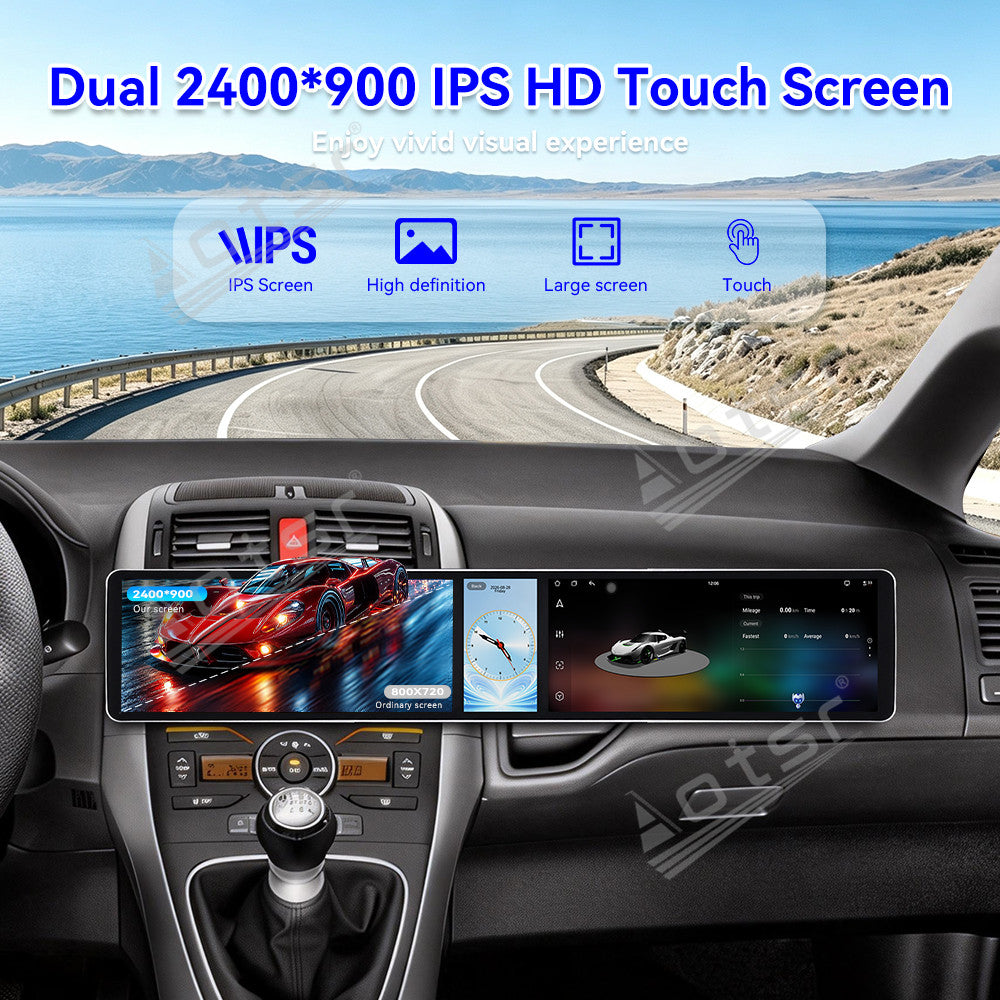 Aotsr Dual 12.3 inch Car Radio for Toyota Auris 2006-2011 with 7870 Octa Core Chip Ultra HD 2400*900 Touch Screen Wireless CarPlay Bluetooth 5.0 GPS Navigation