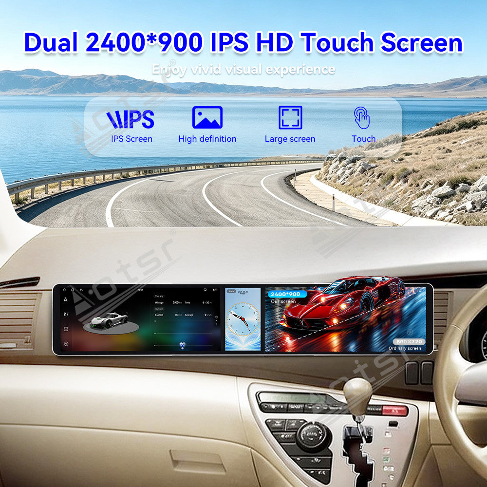 Aotsr Dual 12.3 inch Car Radio for Toyota ISIS 2004-2017 with 7870 Octa Core Chip Ultra HD 2400*900 Touch Screen Wireless CarPlay Bluetooth 5.0 GPS Navigation