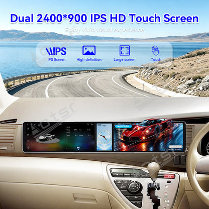 Aotsr Dual 12.3 inch Car Radio for Toyota ISIS 2004-2017 with 7870 Octa Core Chip Ultra HD 2400*900 Touch Screen Wireless CarPlay Bluetooth 5.0 GPS Navigation