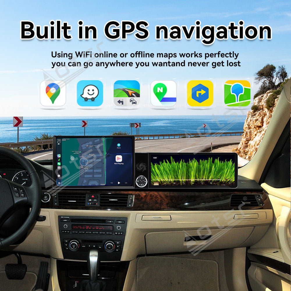 Aotsr Dual Screen 13.1 inch+12.3 inch Android 15 Carplay Car Radio for BMW 3 Series E90 E91 E92 E93 2005-2012 Car GPS Navigation Multimedia