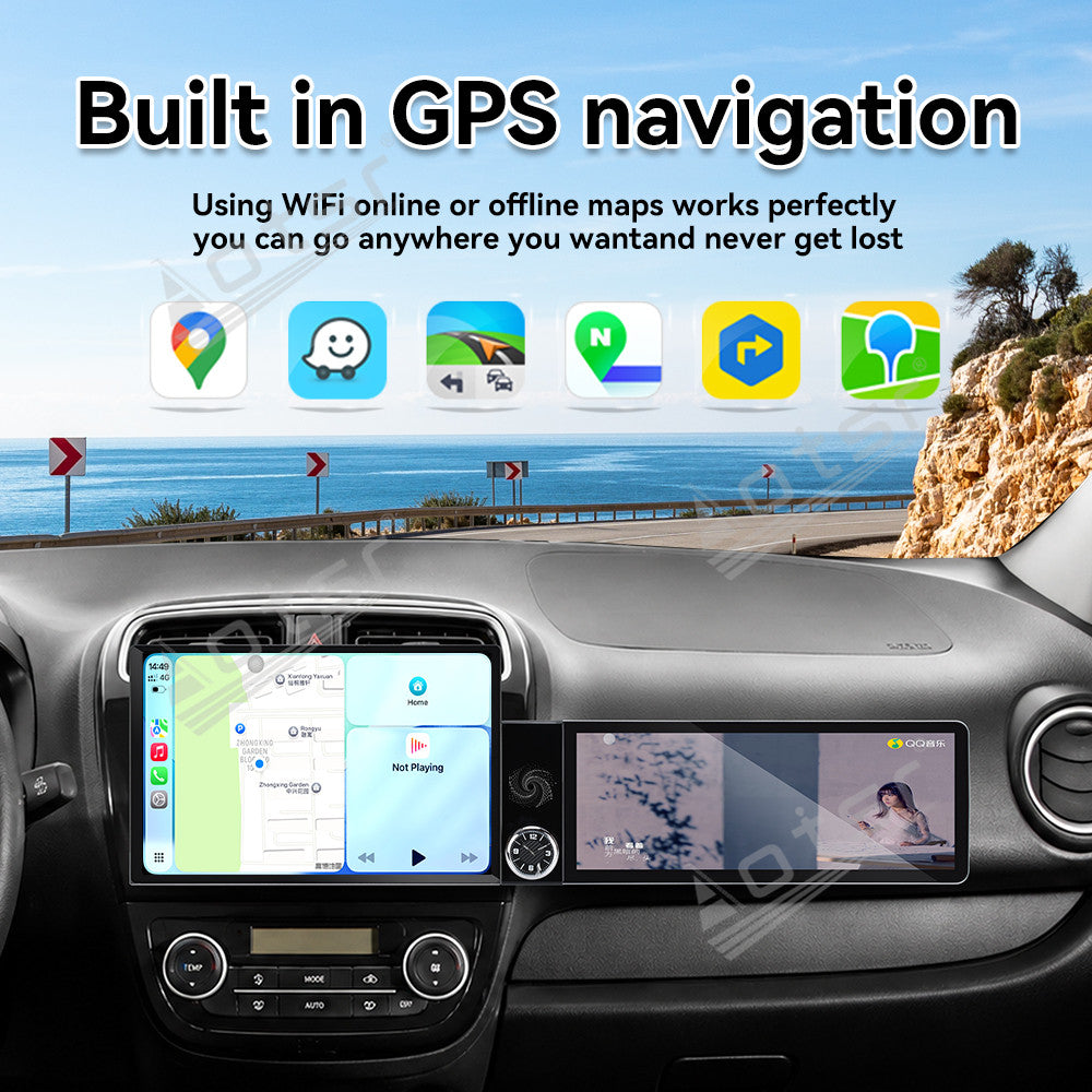 Aotsr Dual Screen 13.1 inch+12.3 inch Android 15 Carplay Car Radio for Mitsubishi Mirage 2012-2018 Car GPS Navigation Multimedia