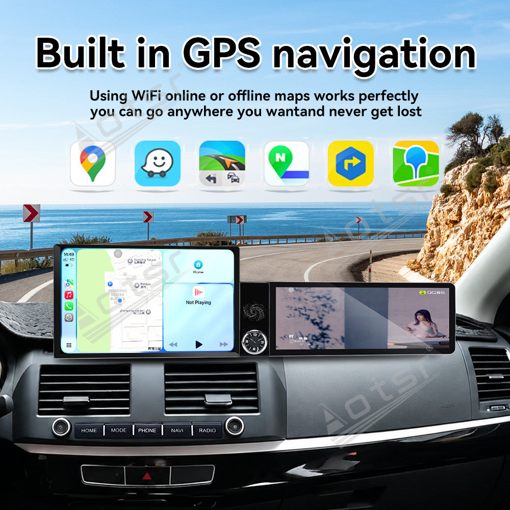 Aotsr Dual Screen 13.1 inch+12.3 inch Android 15 Carplay Car Radio for Mitsubishi Lancer EX 2010-2017 Car GPS Navigation Multimedia
