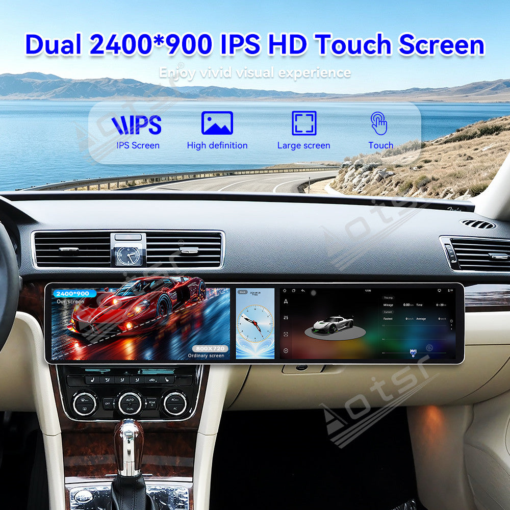 Aotsr Dual 12.3 inch Car Radio for Volkswagen Passat B7/Lingyu 2004-2011 with 7870 Octa Core Chip Ultra HD 2400*900 Touch Screen Wireless CarPlay Bluetooth 5.0 GPS Navigation 4G Network OEM Upgrade Multimedia System