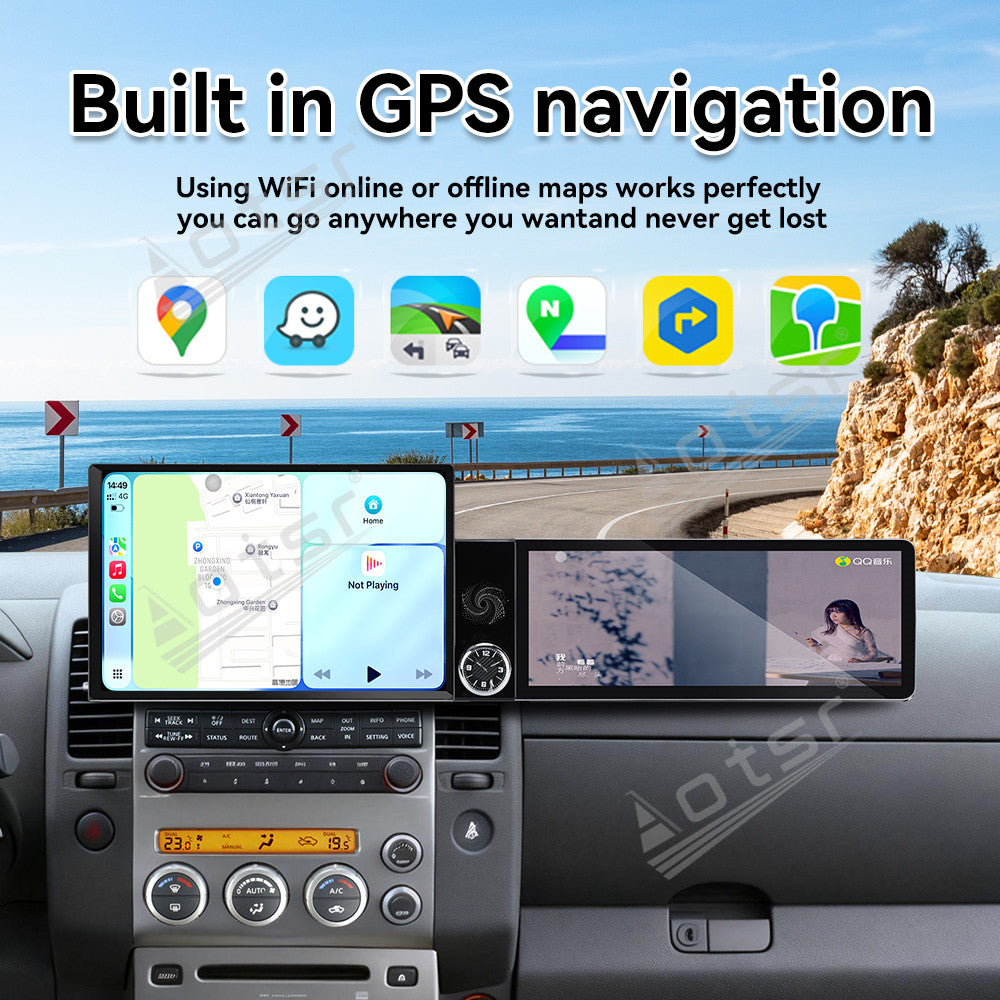 Aotsr Dual Screen 13.1 inch+12.3 inch Android 15 Carplay Car Radio for Nissan Pathfinder;Nissan Navara 2004-2014 Car GPS Navigation Multimedia