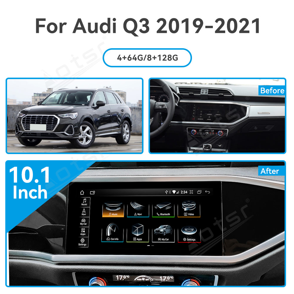 10.1 Inch Tesla Screen For  Audi Q3 2019 2020 2021 Android 13.0 Car Radio Player GPS Navi Auto Stereo Multimedia Video DSP Carplay 4G SIM