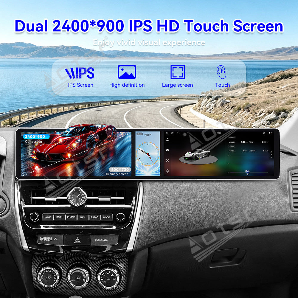 Aotsr Dual 12.3 inch Car Radio for Peugeot 4008 2013-2020 with 7870 Octa Core Chip Ultra HD 2400*900 Touch Screen Wireless CarPlay Bluetooth 5.0 GPS Navigation 4G Network OEM Upgrade Multimedia System