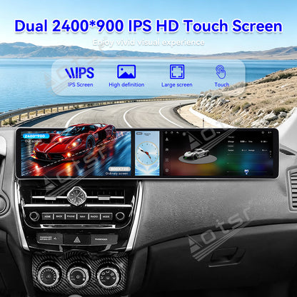 Aotsr Dual 12.3 inch Car Radio for Peugeot 4008 2013-2020 with 7870 Octa Core Chip Ultra HD 2400*900 Touch Screen Wireless CarPlay Bluetooth 5.0 GPS Navigation 4G Network OEM Upgrade Multimedia System